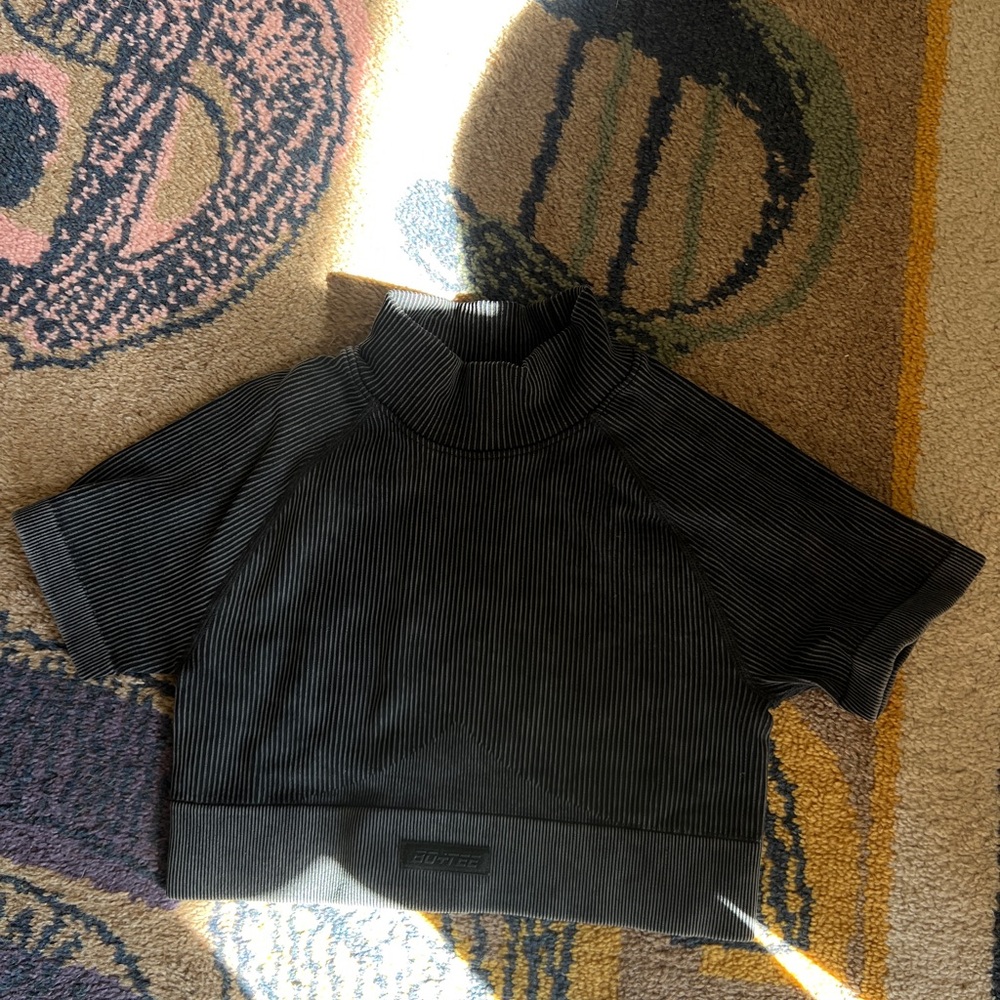 Bo+tee Black Ribbed Short Top